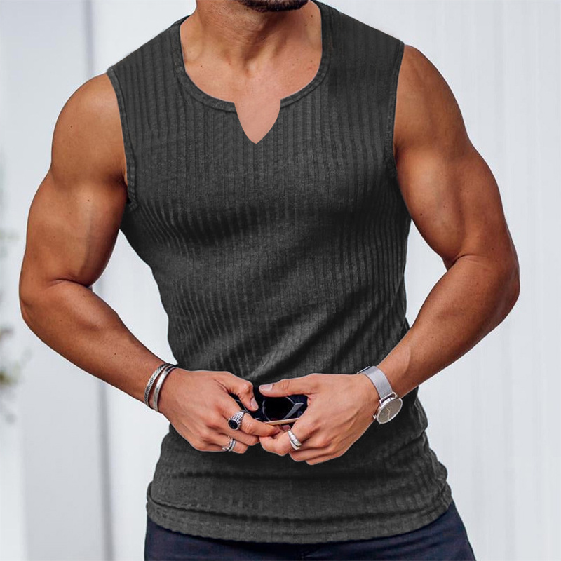 2024 Summer new men V-neck Ves - đánh giá và giá Undershirt Crew Neck