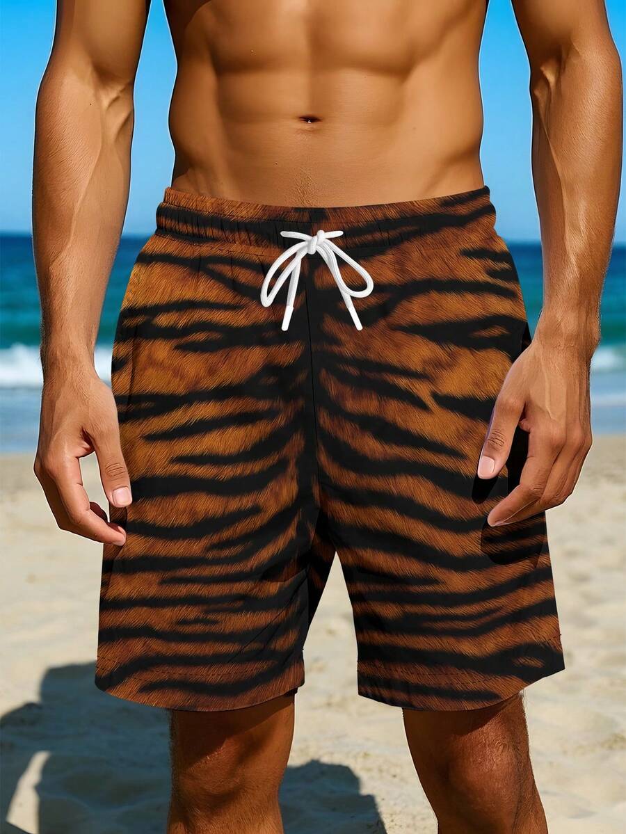Mens Tiger Print Beach Shorts  - đánh giá và giá Trunk Breathable Men